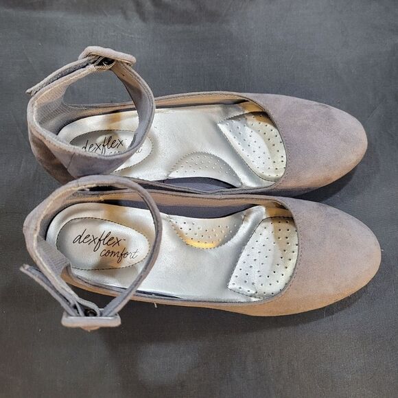 DEXFLEX COMFORT CLASSIC CAUSAL ROUND TOE LOW WEDGE PLATFORM HEEL SHOE - Picture 8 of 11